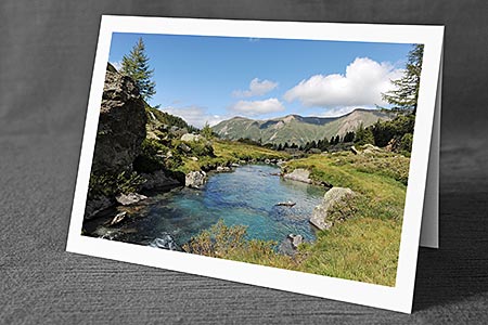A5-Fotokarte/Klappkarte mit hochwertigem Papierabzug, Einlageblatt und Umschlag. Fototitel: Glückwunschkarte Landschaft (Klappkarte, Kunstkarte)