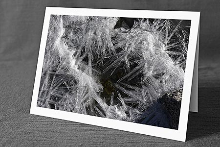 A5-Fotokarte/Klappkarte mit hochwertigem Papierabzug, Einlageblatt und Umschlag. Fototitel: Eiskristalle (Klappkarte, Kunstkarte)